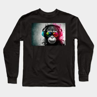 color splash music monkey #1 Long Sleeve T-Shirt